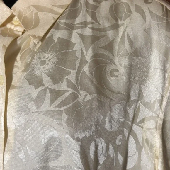 Worthington Women's Vintage Silk Cream Blouse Long Sleeve Button Up Collared 12 - Picture 5 of 10